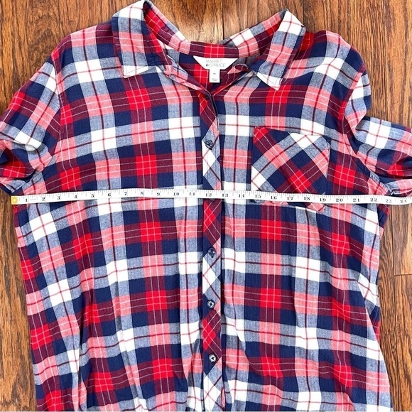 Market & Spruce Red White Blue Plaid Long Sleeve Button Shirt Stitch Fix XXL - Picture 9 of 12